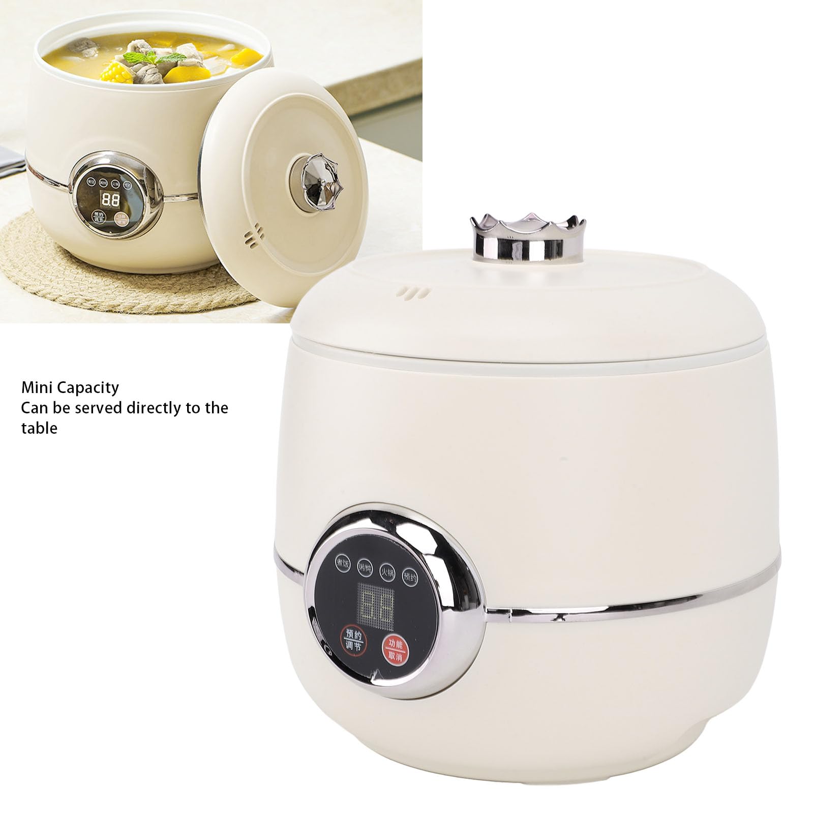 Mini cuociriso elettrico digitale leggero e multifunzionale da 1,6 l, per pasti veloci in piccoli spazi