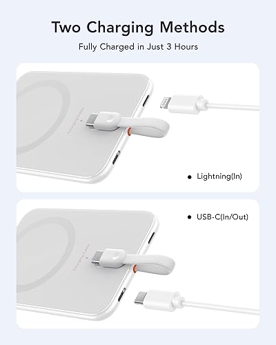 Miniatura 3 de VEEKTOMX Power Bank 5000mAh con cable de carga rápida, batería portátil magnética para iPhone, color blanco