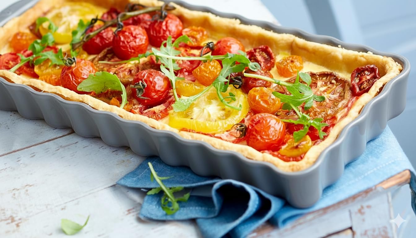 Emile Henry Tourtière Rectangulaire Longue – Céramique Haute Résistance – Cuisson Homogène et Tartes Dorées à Cœur – Coloris Perle – Fabriqué en France