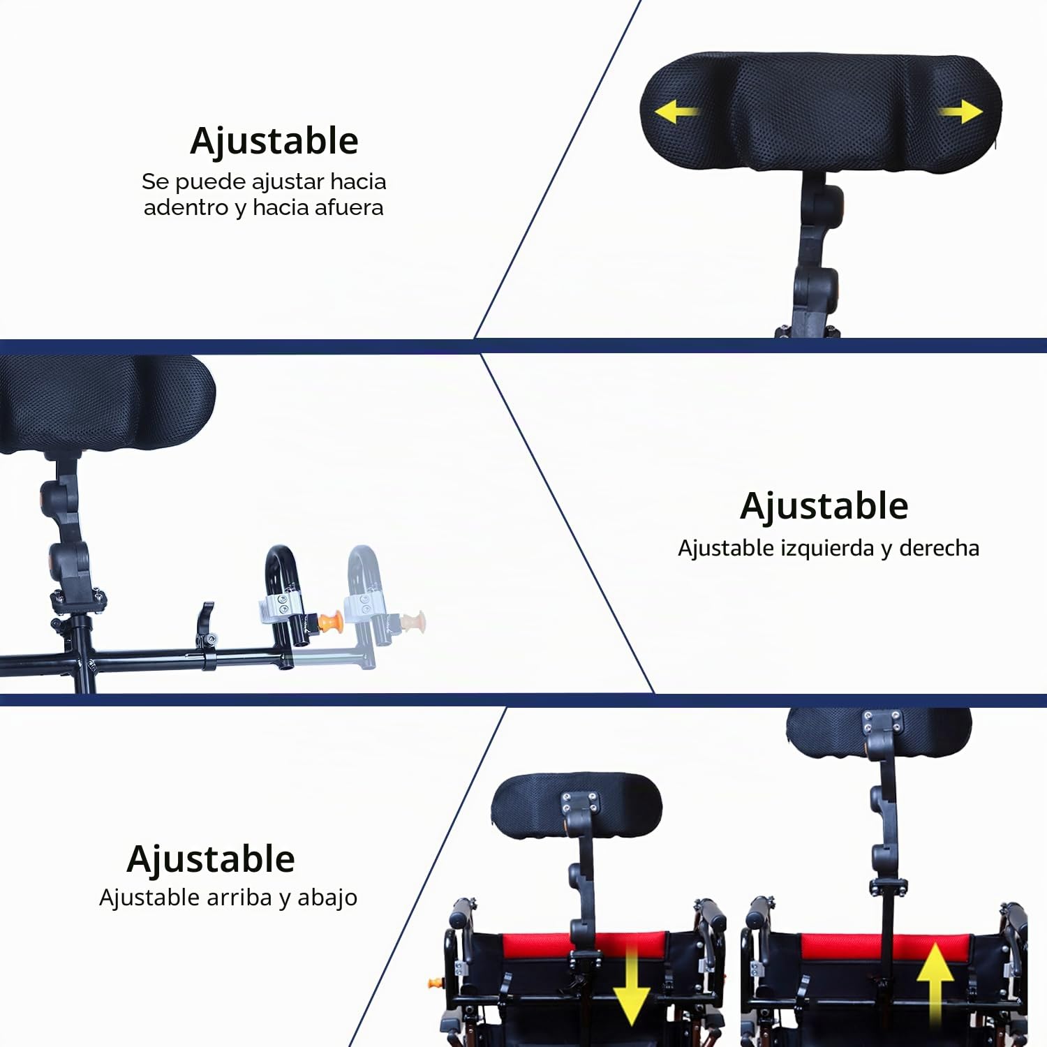 Reposacabezas ajustable para silla de ruedas, cabeza y respaldo ergonómicos, reposacabezas y respaldo ajustables para sillas de ruedas eléctricas, personas mayores, adultos