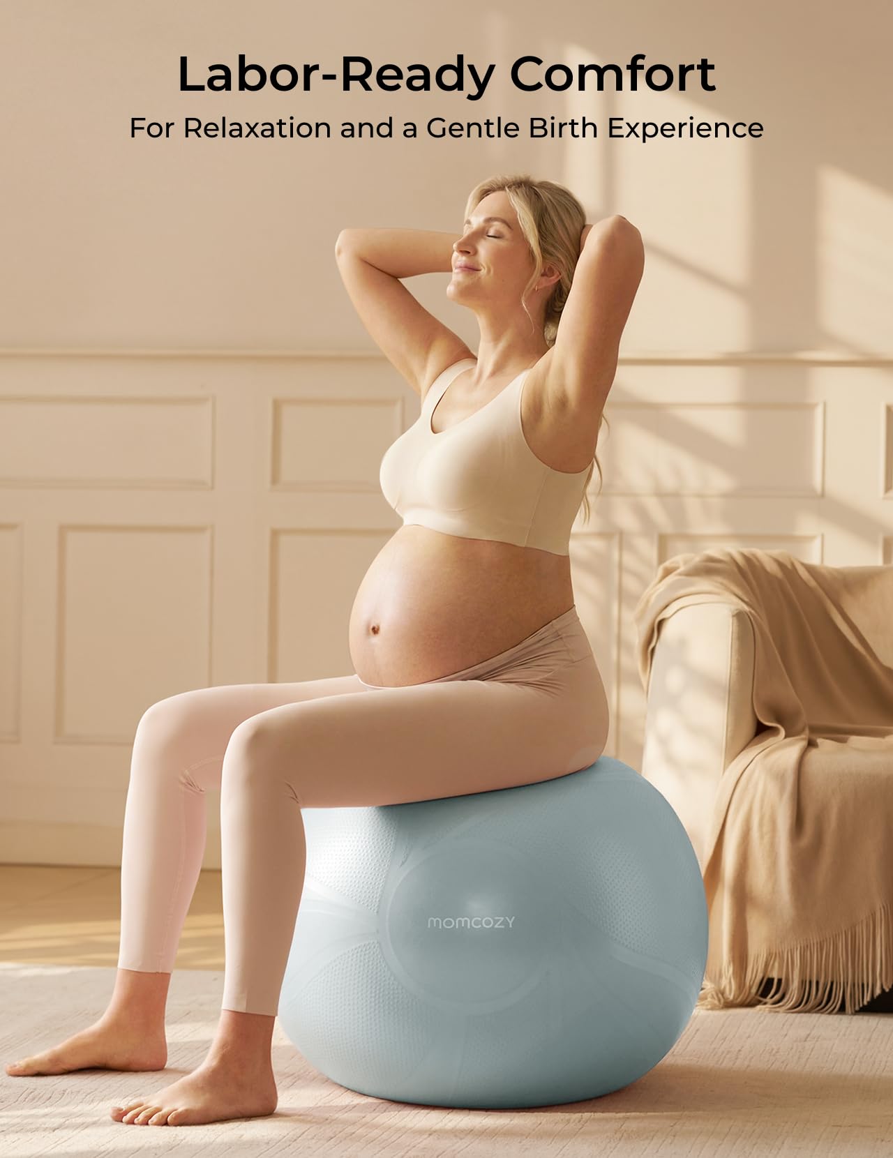 Momcozy BirthEase Maternity Ball Set, Birthing Ball with App Full-Journey Courses, BPA-Free PVC & Anti Burst Exercise Yoga Ball for Maternity, Labor, Physio, Recovery - 4