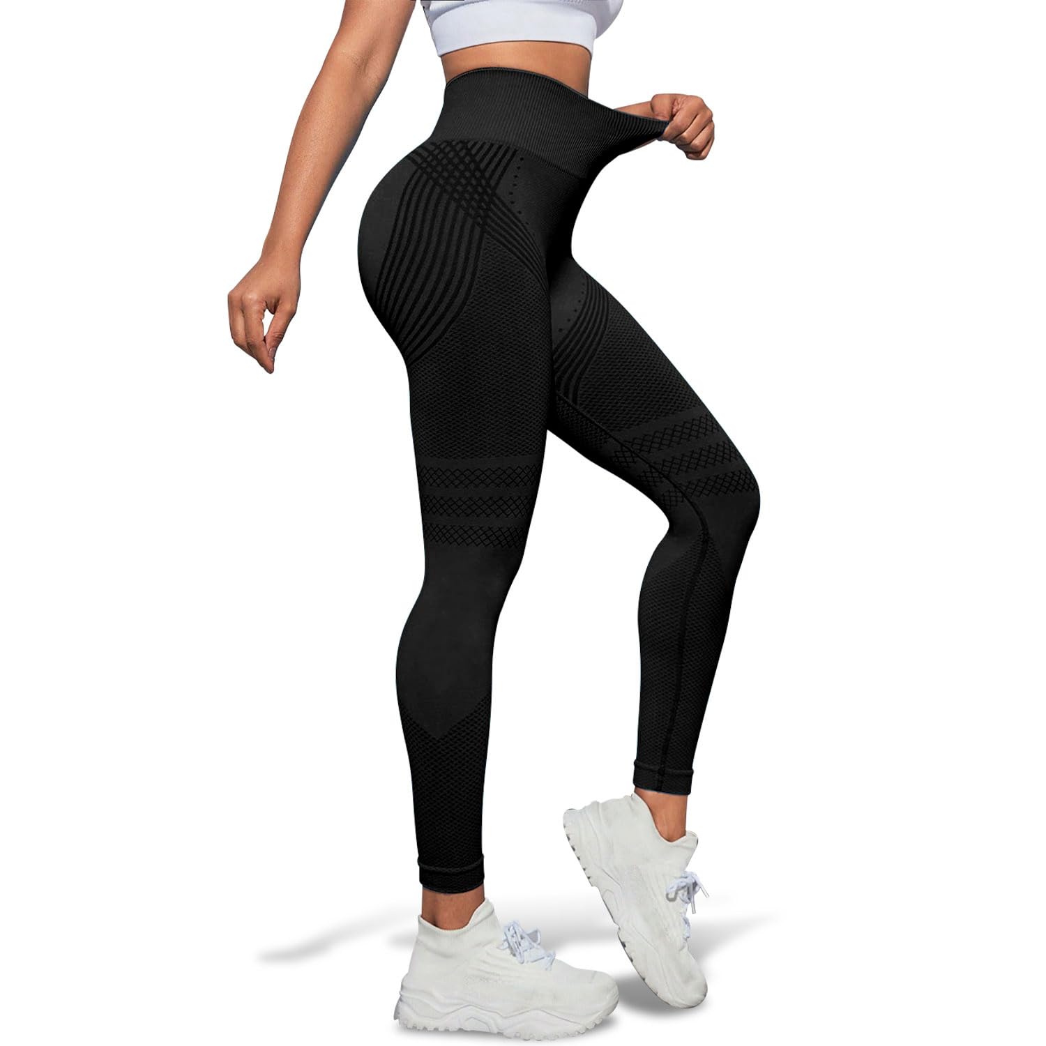 Leggings deportivos anticelulitis para mujer, largos, opacos, de compresión, yoga, levantamiento de peso, cintura alta, pantalones deportivos
