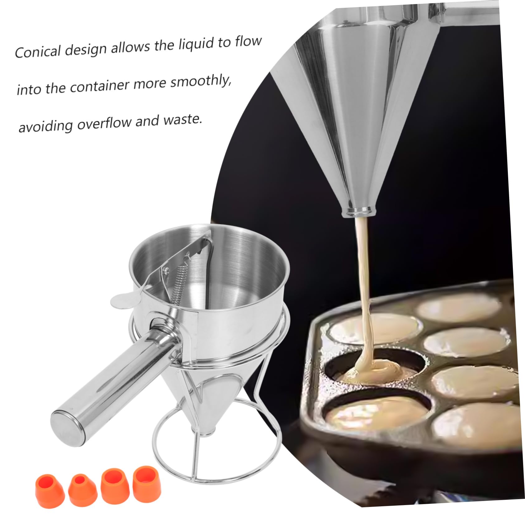 Attrezzo per Strauben in Acciaio Inossidabile Imbuto Conico e Distributore di Impasto Rimovibile per Utensili Cucina Inox e Accessori da Cucina