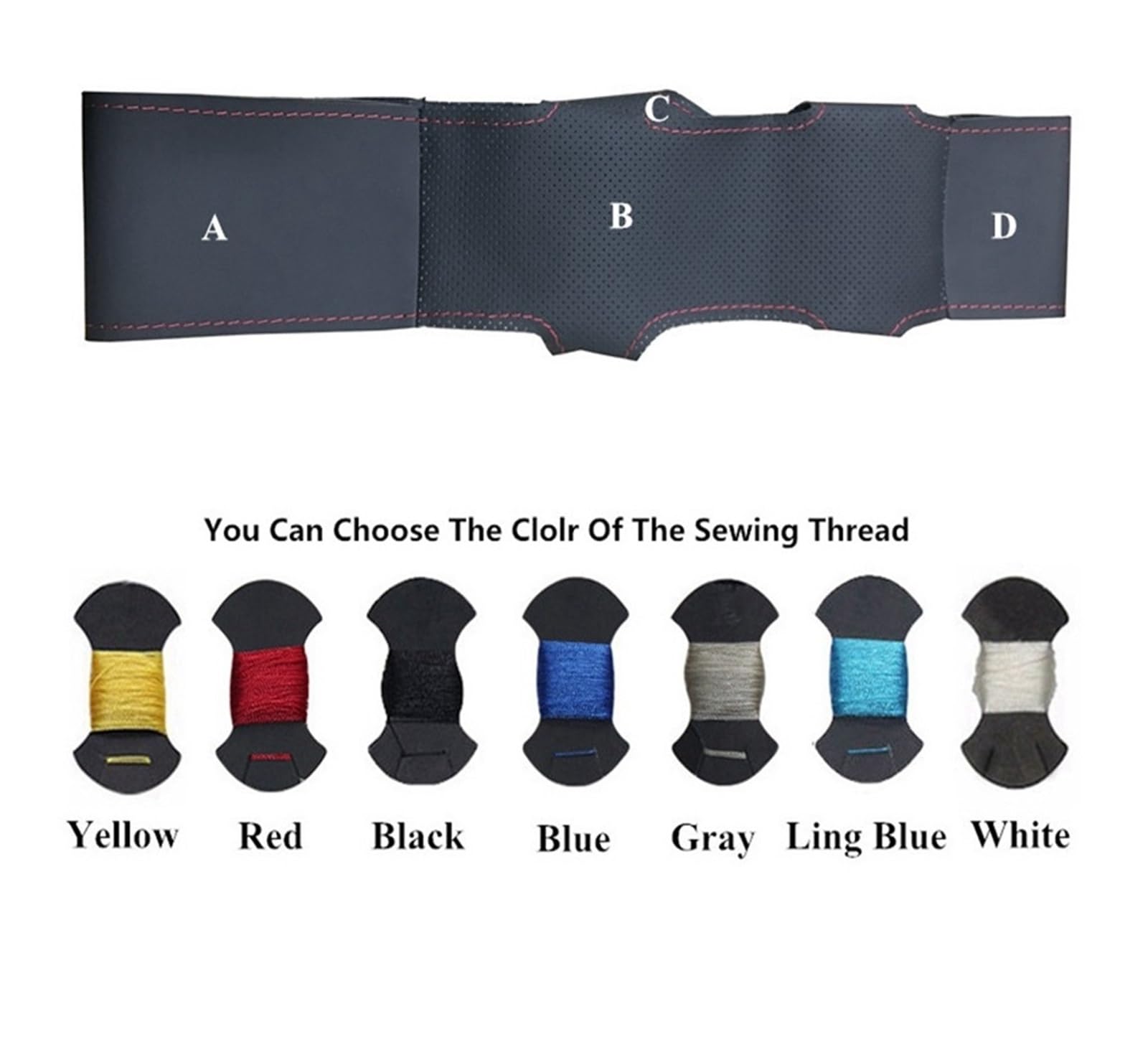 Auto Coprivolante Per BMW Per 118i Per 120i Per 125i Per 218i Per 228i Per 420i Per 430i Per 435i Coprivolante Per Auto Nero Coprivolante (Colore : Light Blue Thread)