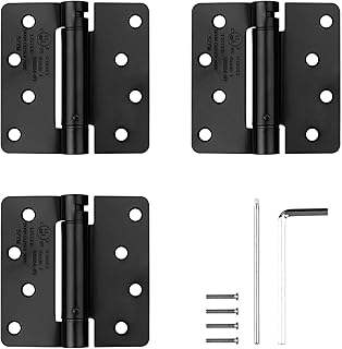 Haims 3 Pack Slef Closing Spring Door Hinges 4 Inch Self Closing Black Door Hinges Matte Black Door Hinges with 1/4 Round Corner Residential & Heavy-Duty Adjustable Door Hinges