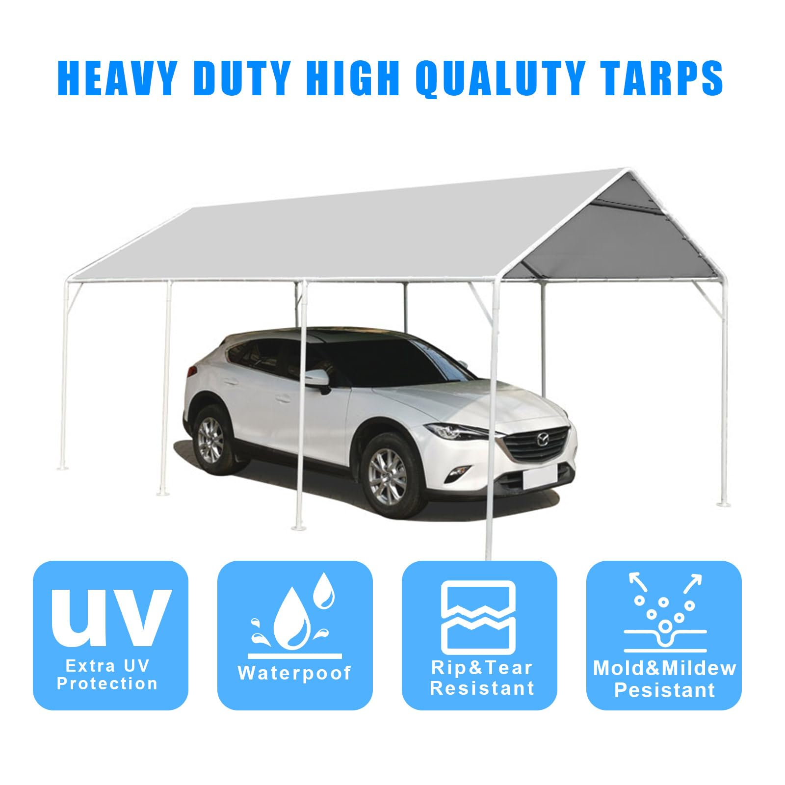 Heavy Duty Carport Canopy Cover - 10x20 Ft -4 Heavy Duty Carport Canopy Cover - 10x20 Ft -4