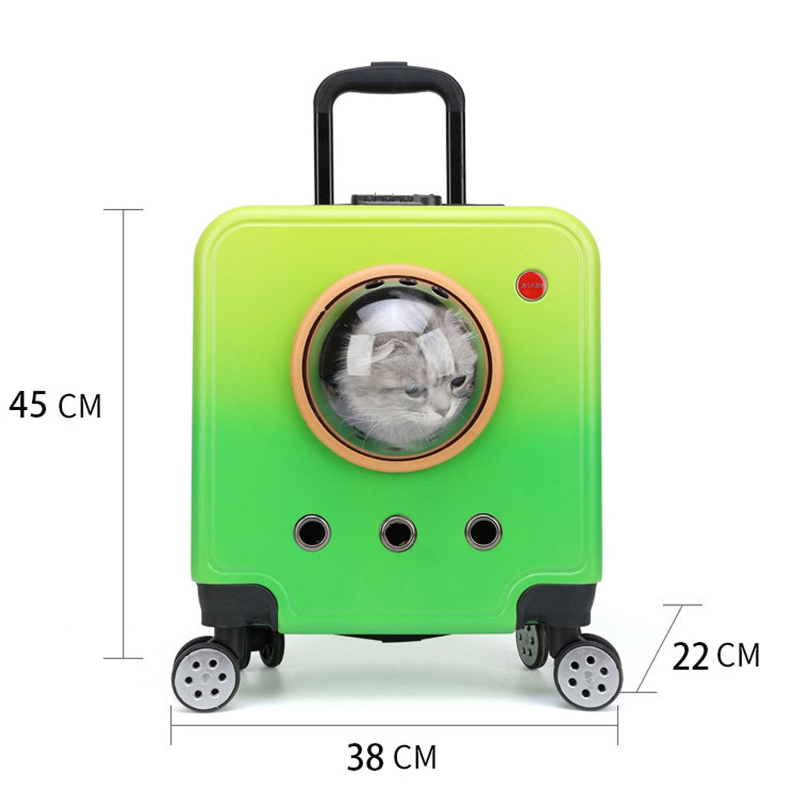 GAMAK Mochilas Rigido para Llevar Perros Pequeños con Ruedas y Telescópicas Handle, Bolsa de Viaje Portátil para Gatos/Perros Pequeños/Conejos,Verde (Color : Blue)