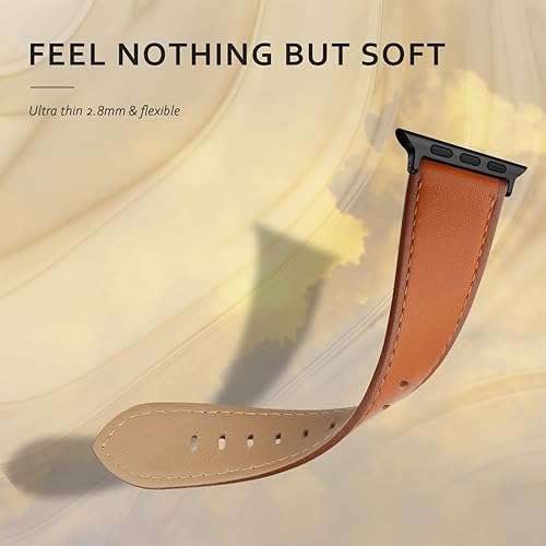 Vista 43 de Correa de cuero compatible con correas de Apple Watch de 1.811 in, 1.772 in, 1.732 in, 1.654 in (Serie 1/2/3) para hombres y mujeres, correa de Azul