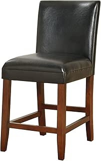 HomePop Parsons Leatherette Counter Height Chair 24-Inch, Black Leather - coolthings.us