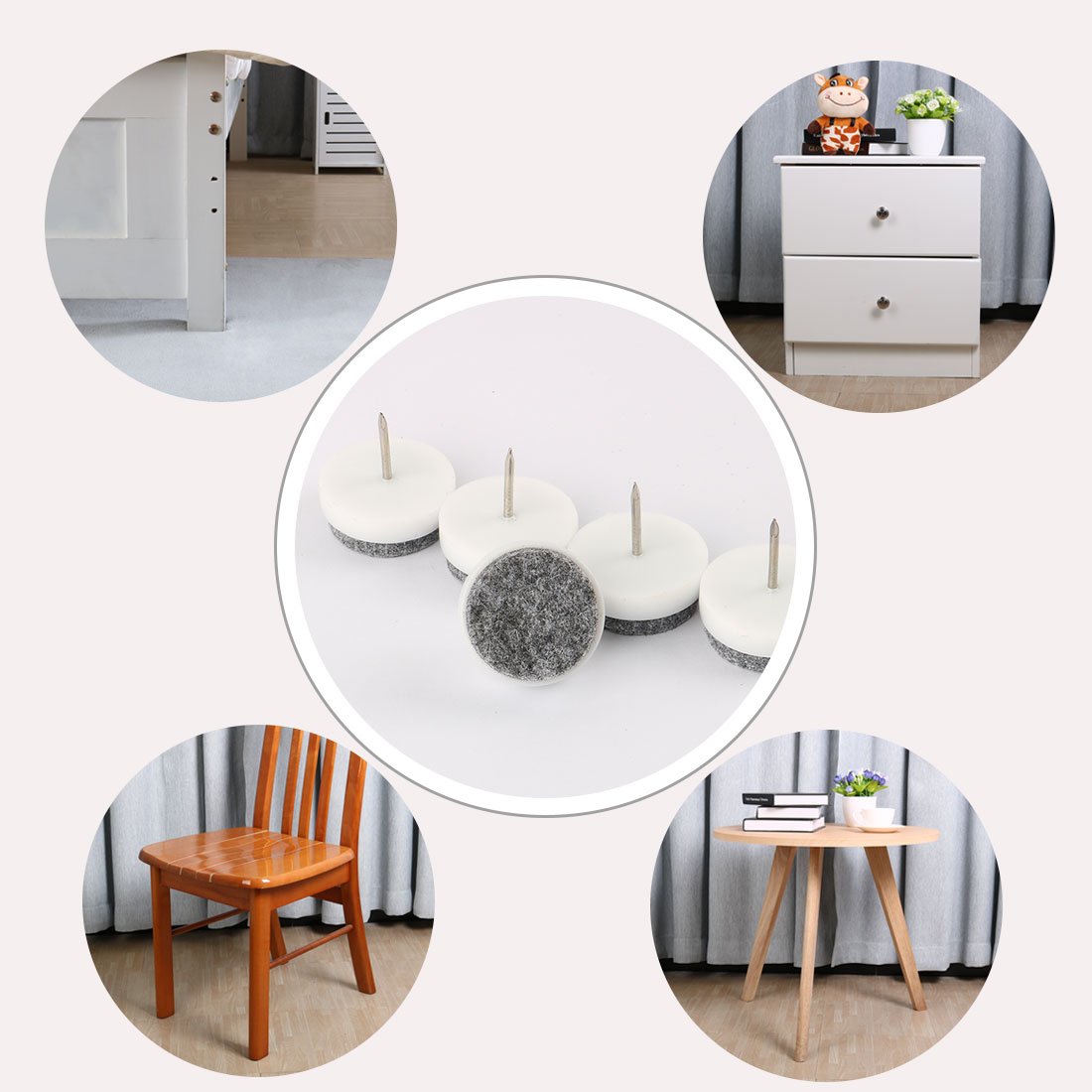 Office Table Chair Furniture Feet Legs Floor Protector Felt Pad Nails 24mm Dia Pack of 12 id 7cf — view 5