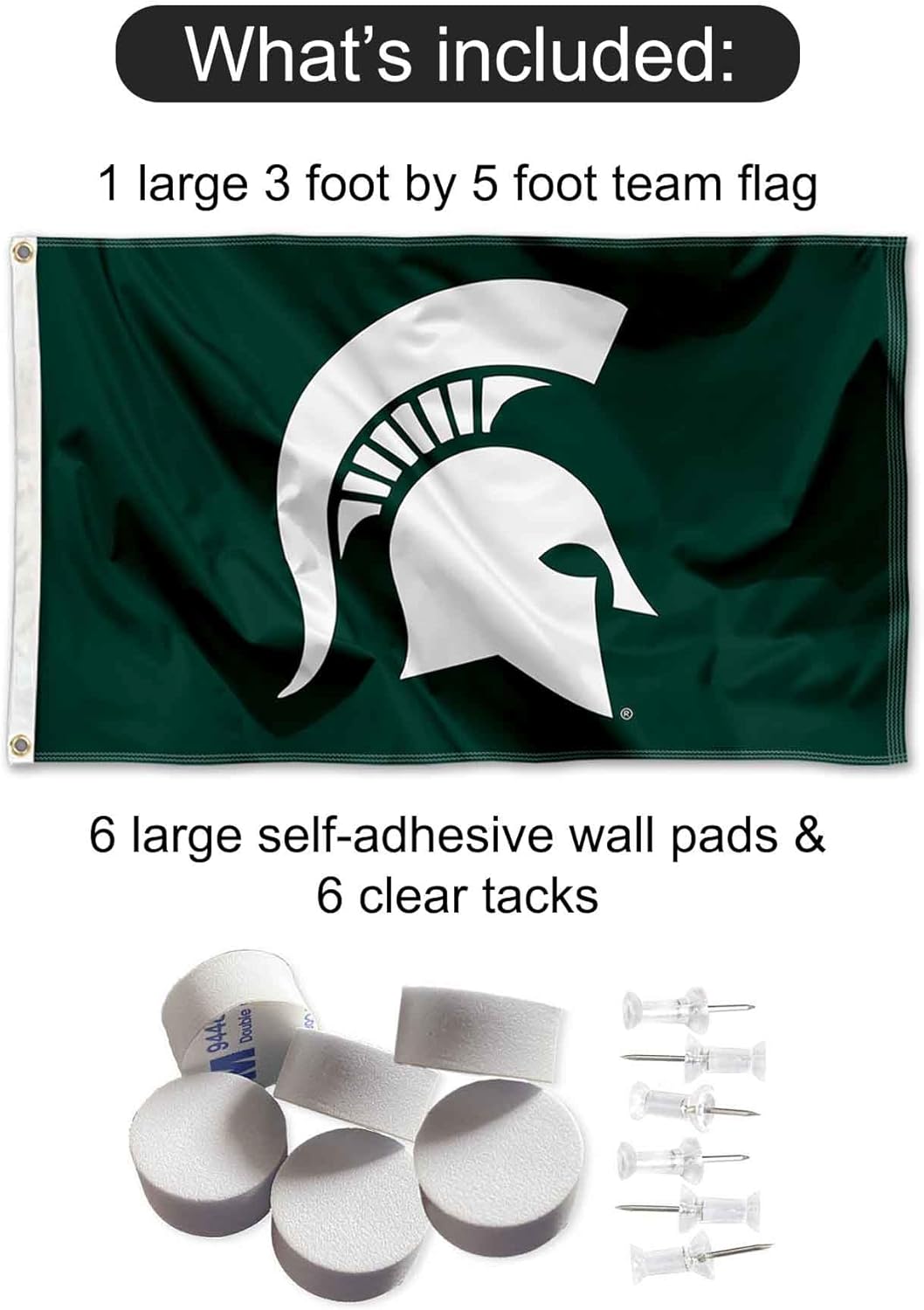 Michigan State Spartans Spartan Head Banner and Tapestry Wall Tack Pads - Image 2