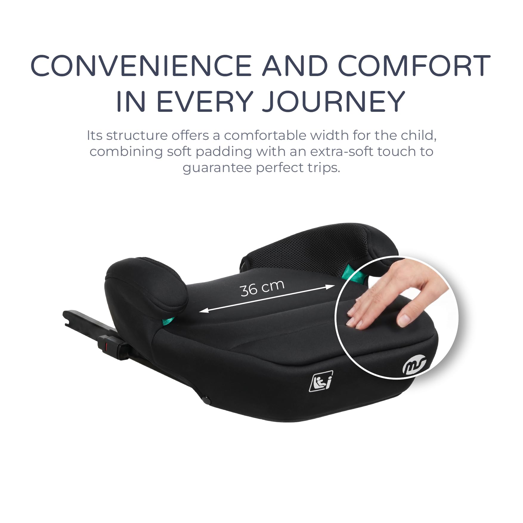 MS BabyWorld booster I-Size Isofix fotelik samochodowy grupa 3 | 125 – 150 cm | prowadnica pasów | wzmocnione bezpieczeństwo | łatwy montaż, czarny