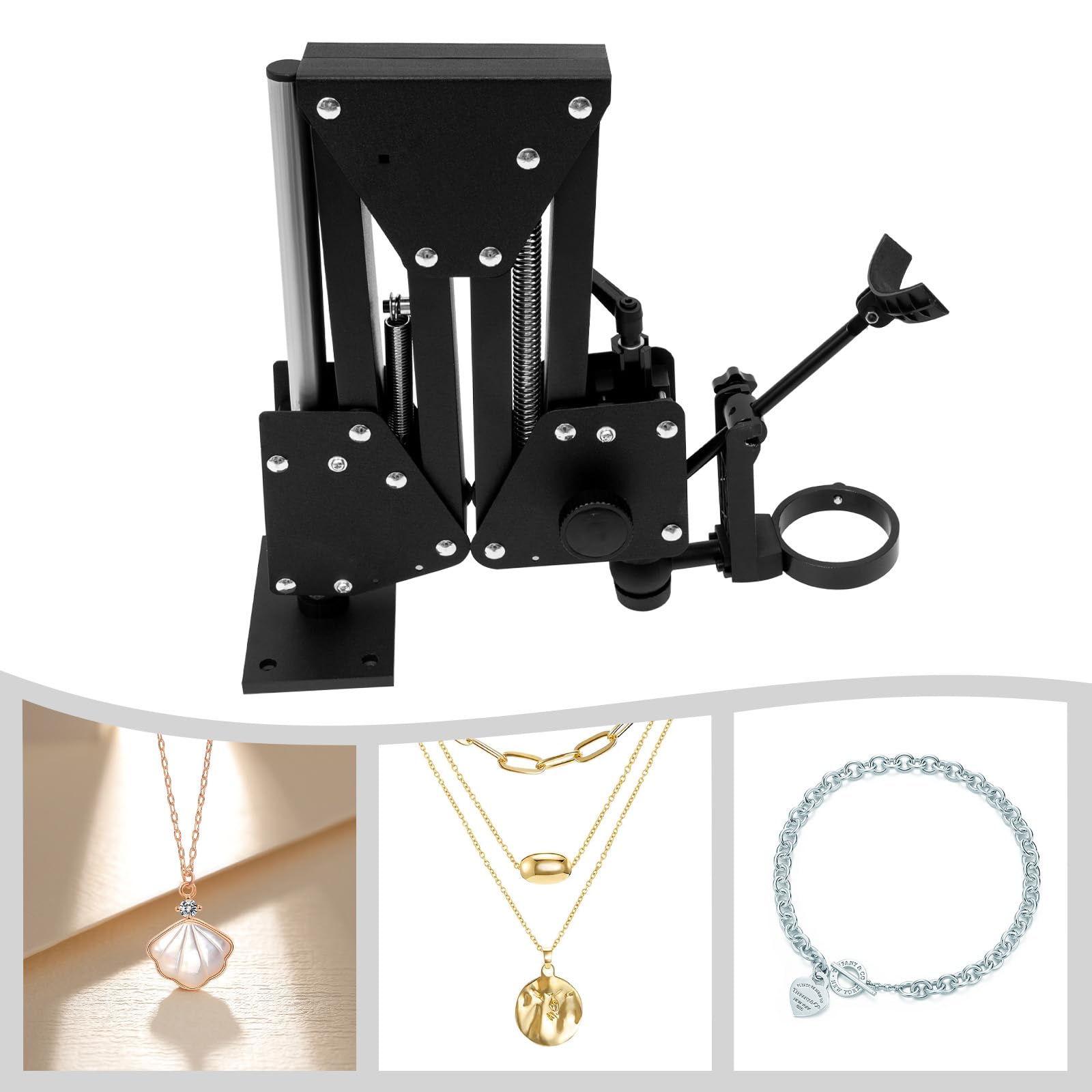 Jewelry Microscope Stand, Multi-Directional Micro Jewelry Inlaid Stand with Lens Bracket, Portable 360° Rotation Foldable Jewelers Microscope Spring Bracket for Jewelry Inlay
