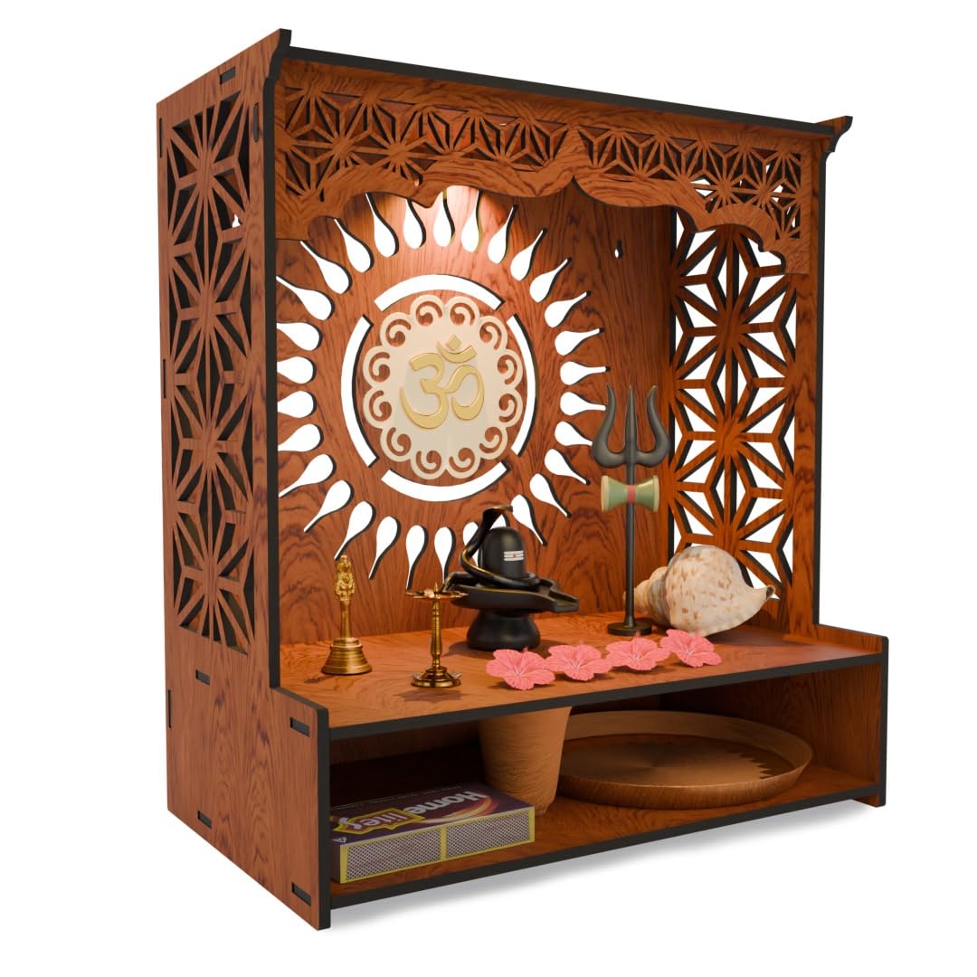 Rellon Industries Mandir for Home Temple for Home Pooja Mandir for Home Beautiful Wooden Temple for Home Pooja Stand for Home and Office with LED Spot Light Temple Big Size (17 * 16 * 9) inch (A1) (B0D9LJLKZZ) Amazon Price History, Amazon Price Tracker