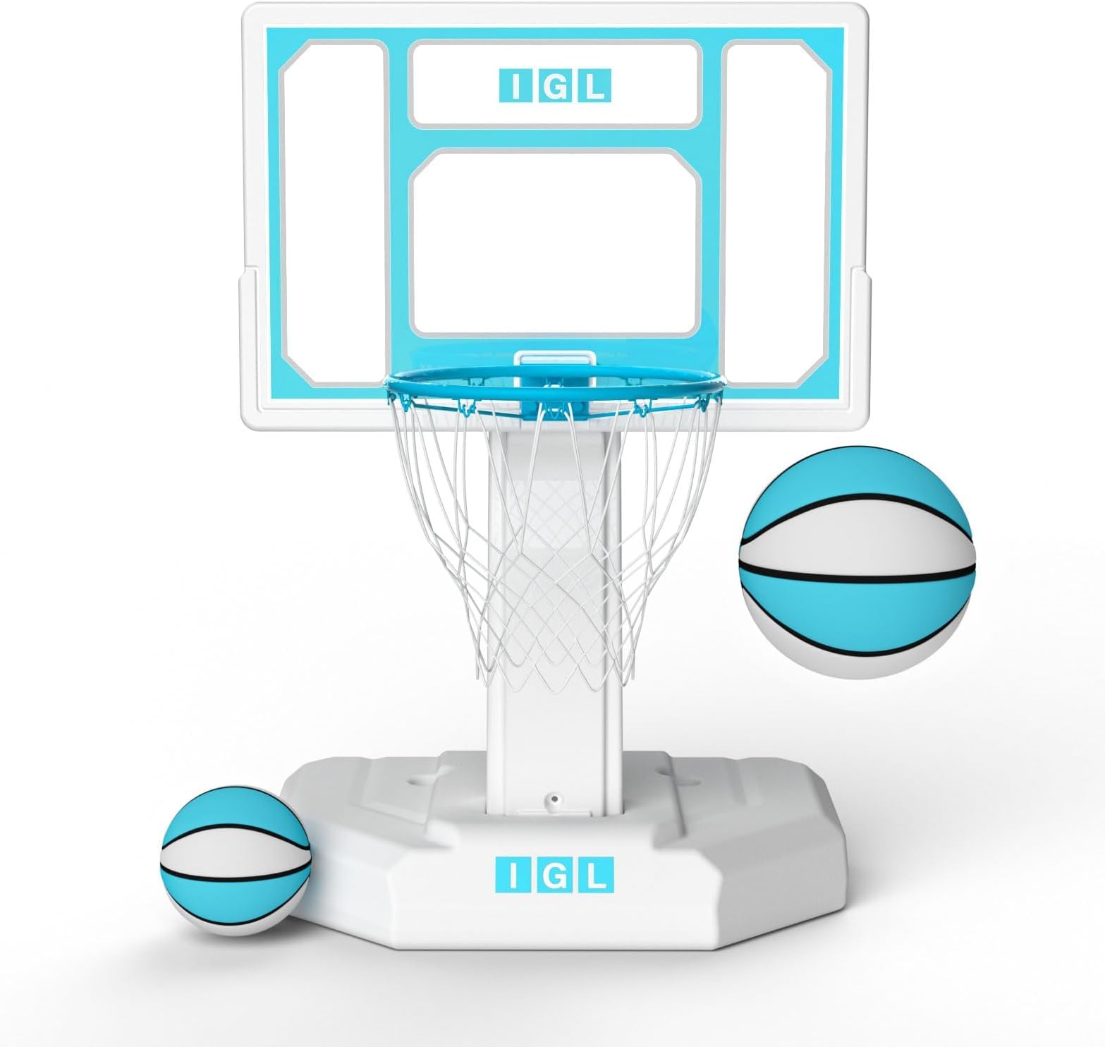 - IGL Pool Basketball Hoop Outdoor, Outdoor Poolside Basketball Hoop, Base & Stand Double Water Storage with 2 Ball & Inflator, Stainless Steel Basketball Rim, Fixed Height