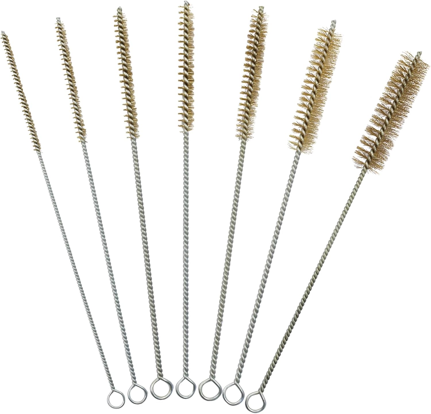 12 Pack Brass and Steel Wire Brush Set, 11 Inch Tube Cleaning Metal Long Wire Bottle Brush for Tubes/Cylinders/Bottles/Auto Parts (6,8,10,15,18,20mm)
