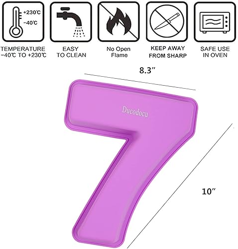 Miniatura 3 de Ducodocu Molde grande de silicona para tartas con números 3D, molde para hornear DIY para cumpleaños, aniversario, número de 7