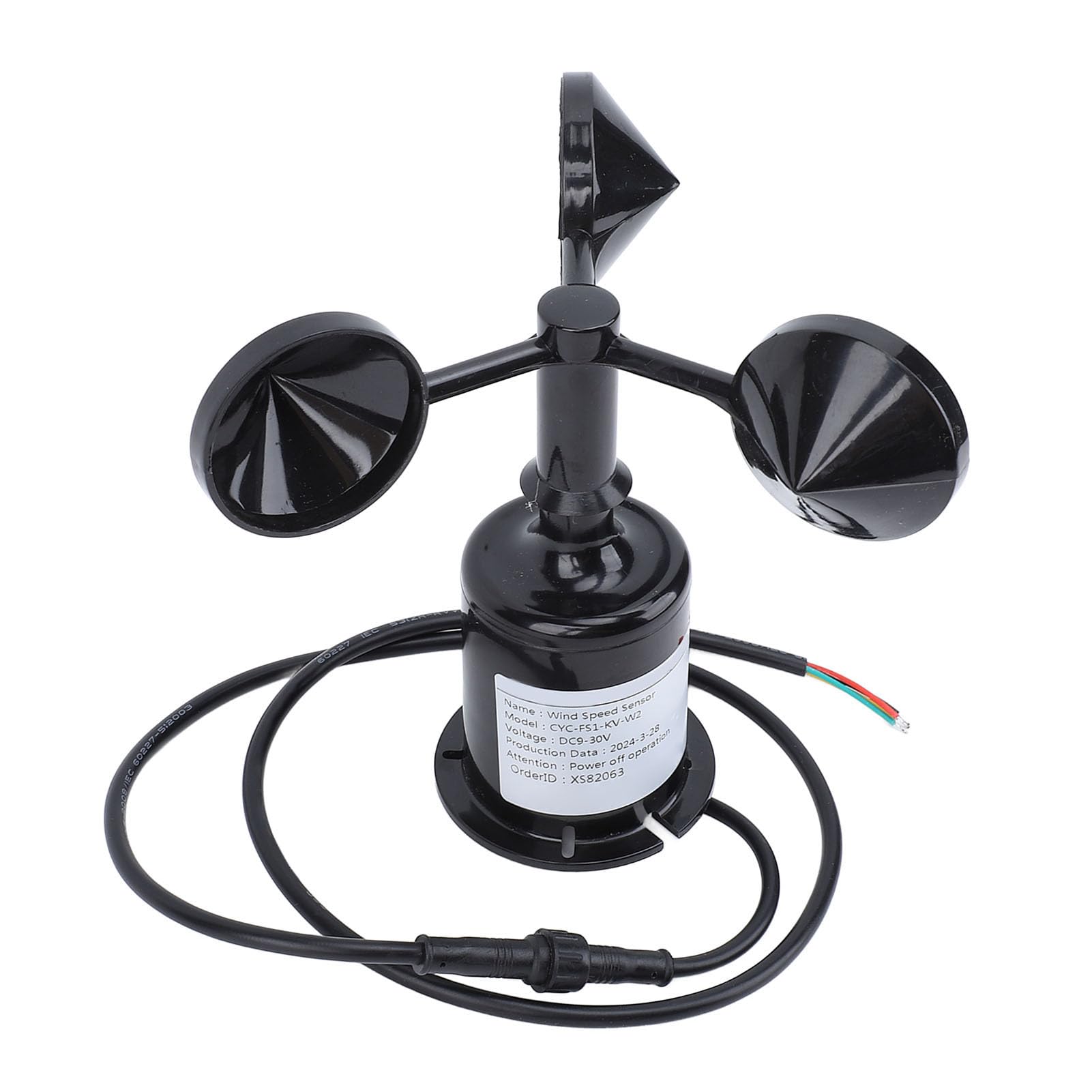 Anemometro professionale ad alta precisione con 3 coppe, sensore di velocità del per uso industriale 9-30V