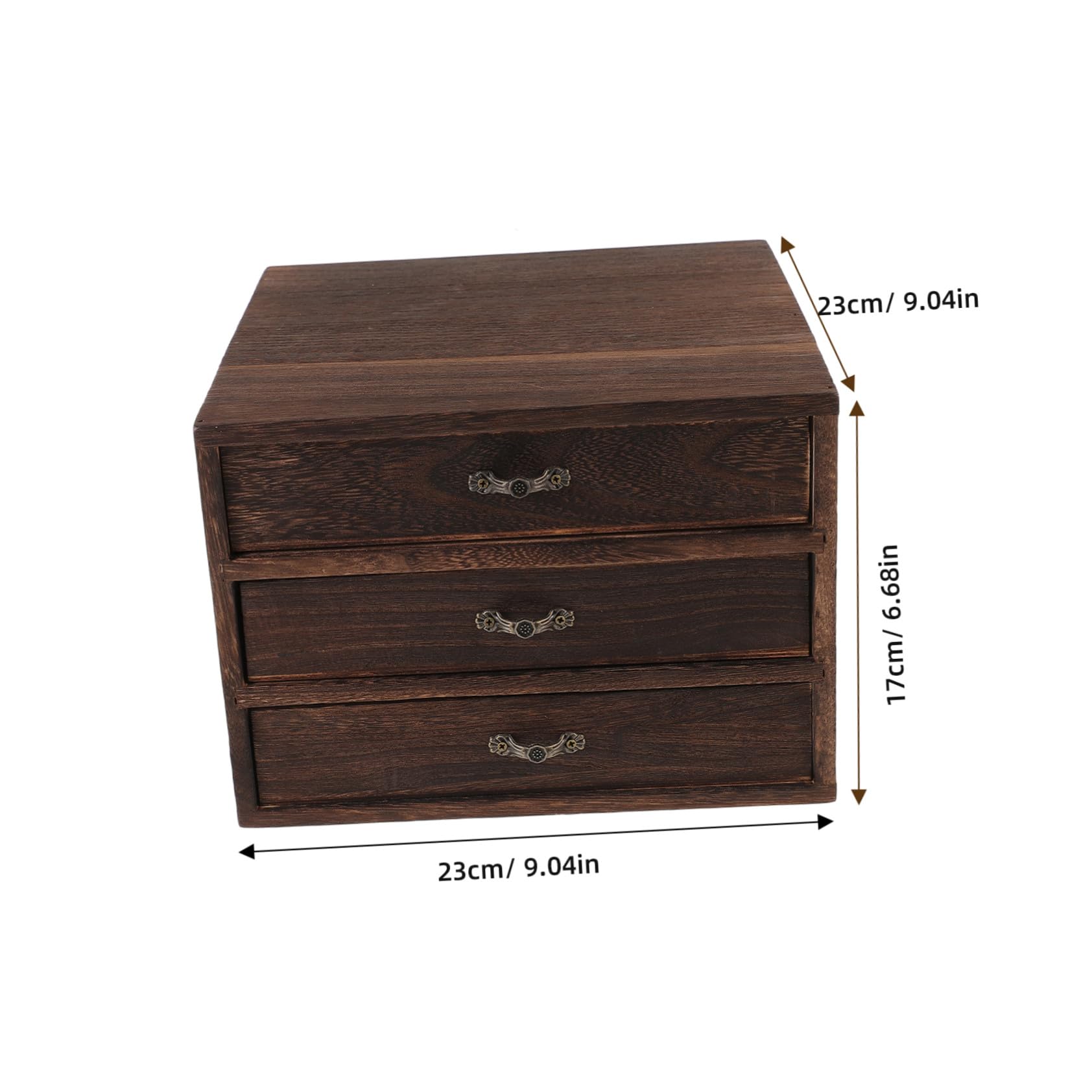 Holz Aufbewahrungsbox mit 3 Schubladen Schreibtisch Organizer aus Massivholz Stapelbare Vintage Kasten für Schmuck Büro und Wohnraum