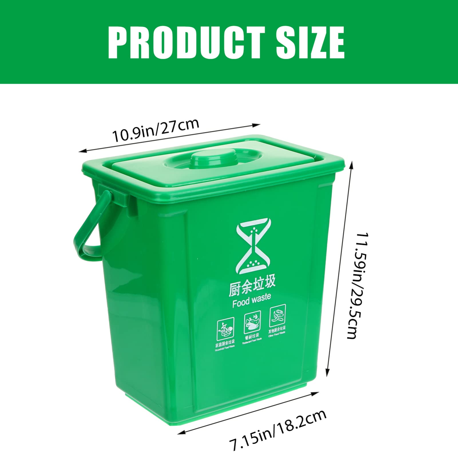 Alipis Compost Bin Kitchen Food Waste Bin with Handle Portable Compost Pail for Home