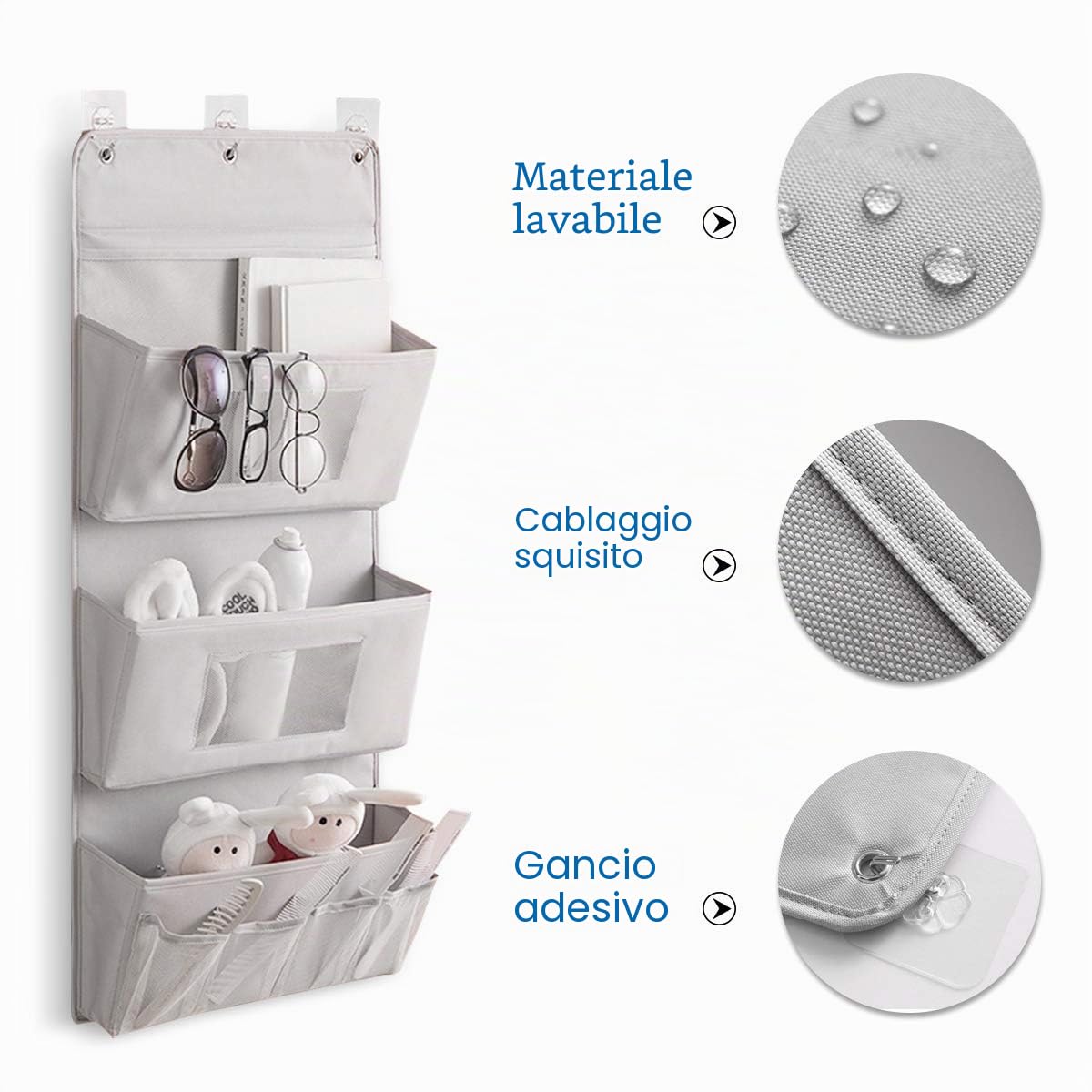 Organizer da Appendere Borsa Portaoggetti con Tasche Porta Muro Organizzatore Pratico Portaoggetti in Stoffa per Casa Ufficio Albicocca