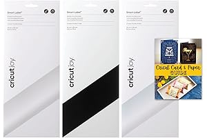 3-Roll Cricut Smart Label Writable Permanent Vinyl in Transparent, Black, and White Bundle