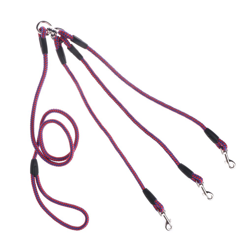 BHFYOB 3 in 1 Dog Leashes with Nylon Handle Long Nylon Rope Lead Detachable Dog Lead for Double Triple Multiple Pet Puppy