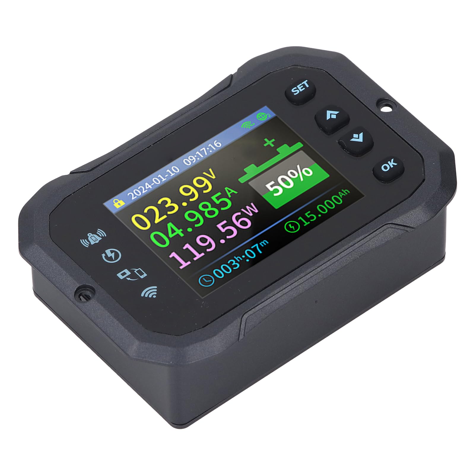 Generic Zdalny Miernik Akumulatora z Wyświetlaczem HD o Przekątnej 2,4 Cala Inteligentne Monitorowanie Samochodu Elektrycznego RV 10-100 V 600 A Gotowy na przygodę