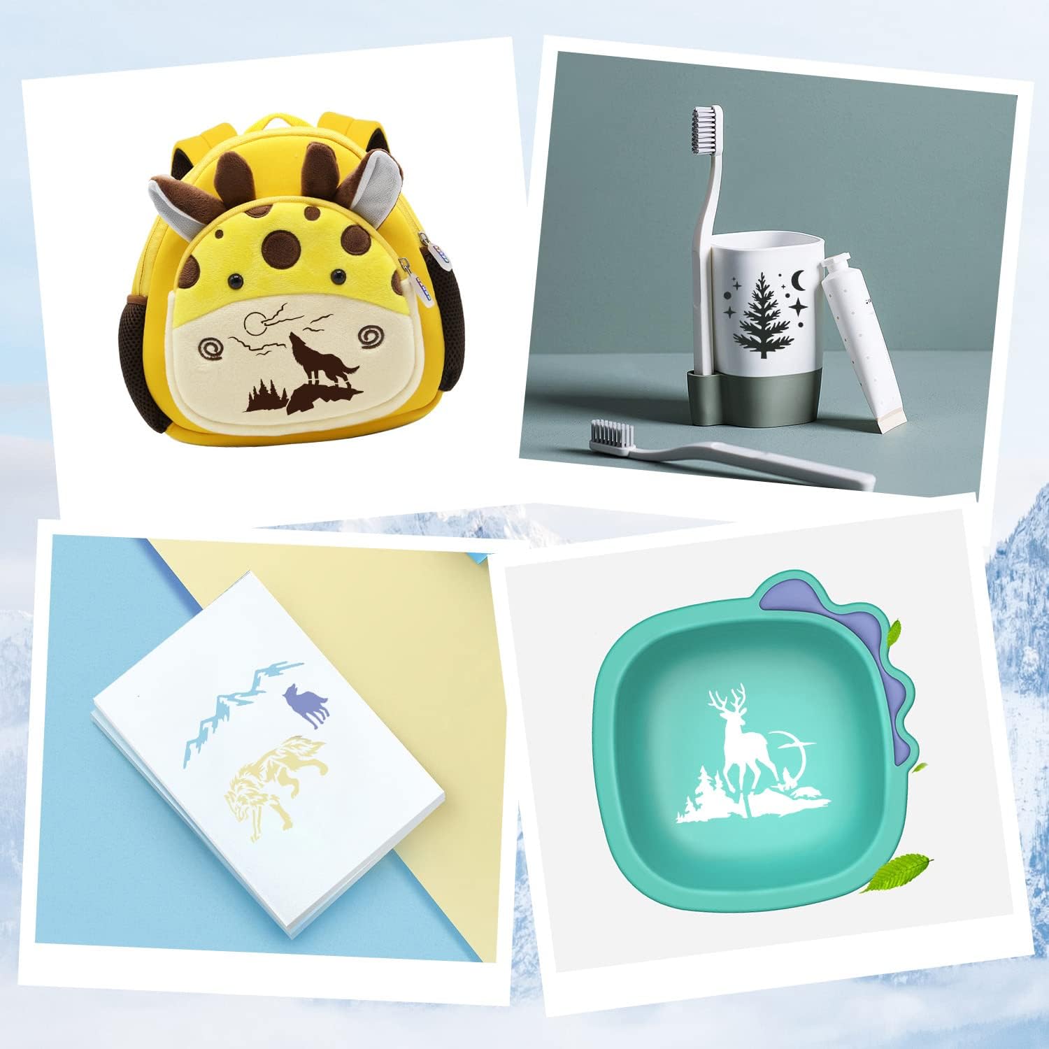 6インチ 動物ステンシル ペイント用 再利用可能 鹿の熊 ステンシル 25