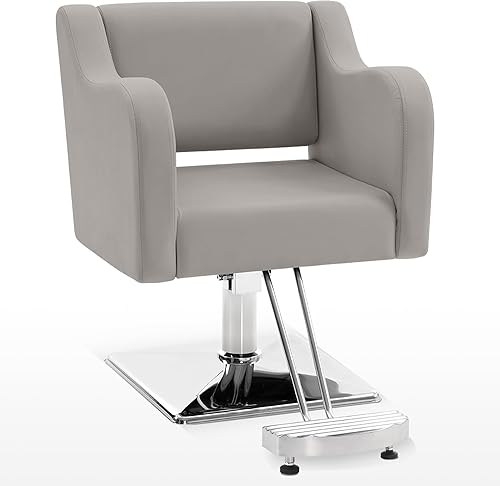 BarberPub Silla de salón clásica para estilista, silla de peluquería hidráulica, equipo de spa de salón de belleza 3802 (gris)