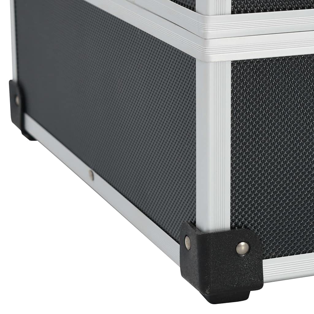 vidaXL Maletín de Herramientas de Aluminio Accesorios Taller Organización y Almacenamiento Resistente al Agua Duradero con Cerradura Negra 46x33x16cm