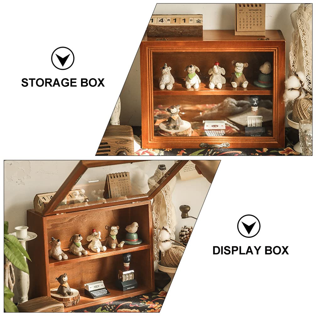 Ipetboom 1Pc Shadow Boxes Display Cases, Wood Cabinet Display Cabinet Mini Figure Display Cabinet Display Shelf for Memorabilia Photos Collectibles, 30x23x10cm
