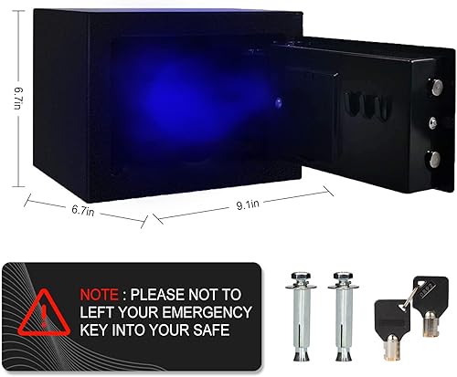 Miniatura 4 de Caja de seguridad electrónica con teclado y llaves, cajas de bloqueo de dinero, cajas de seguridad para el hogar, oficina, habitaciones de hotel,