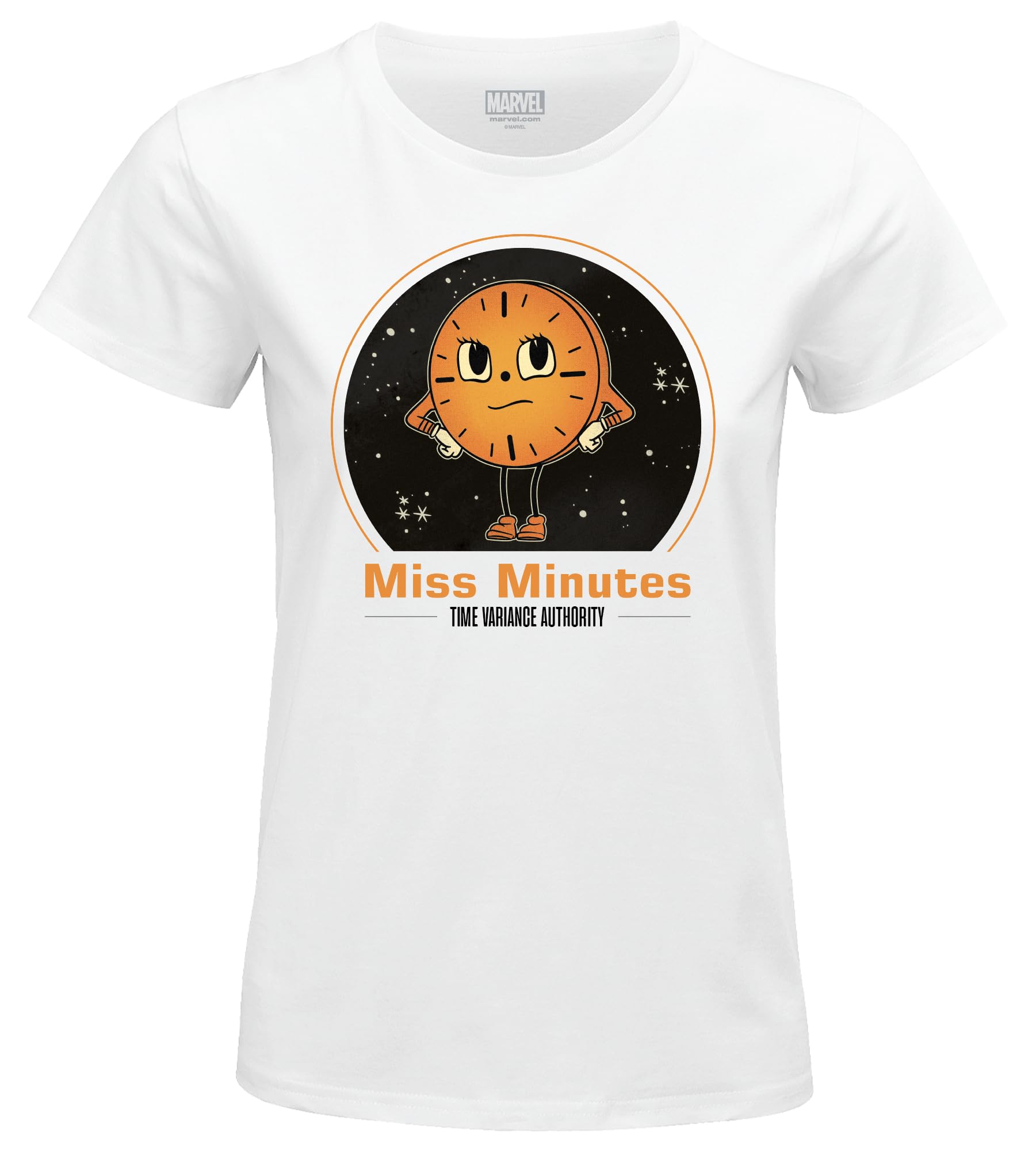 Marvel Miss Minute Variance Authority WOLOKIMTS017 Women's T-Shirt, White, Size M, White, M