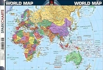 Paperback World Map SparkCharts SparkNotes History & Social Sciences Series Book
