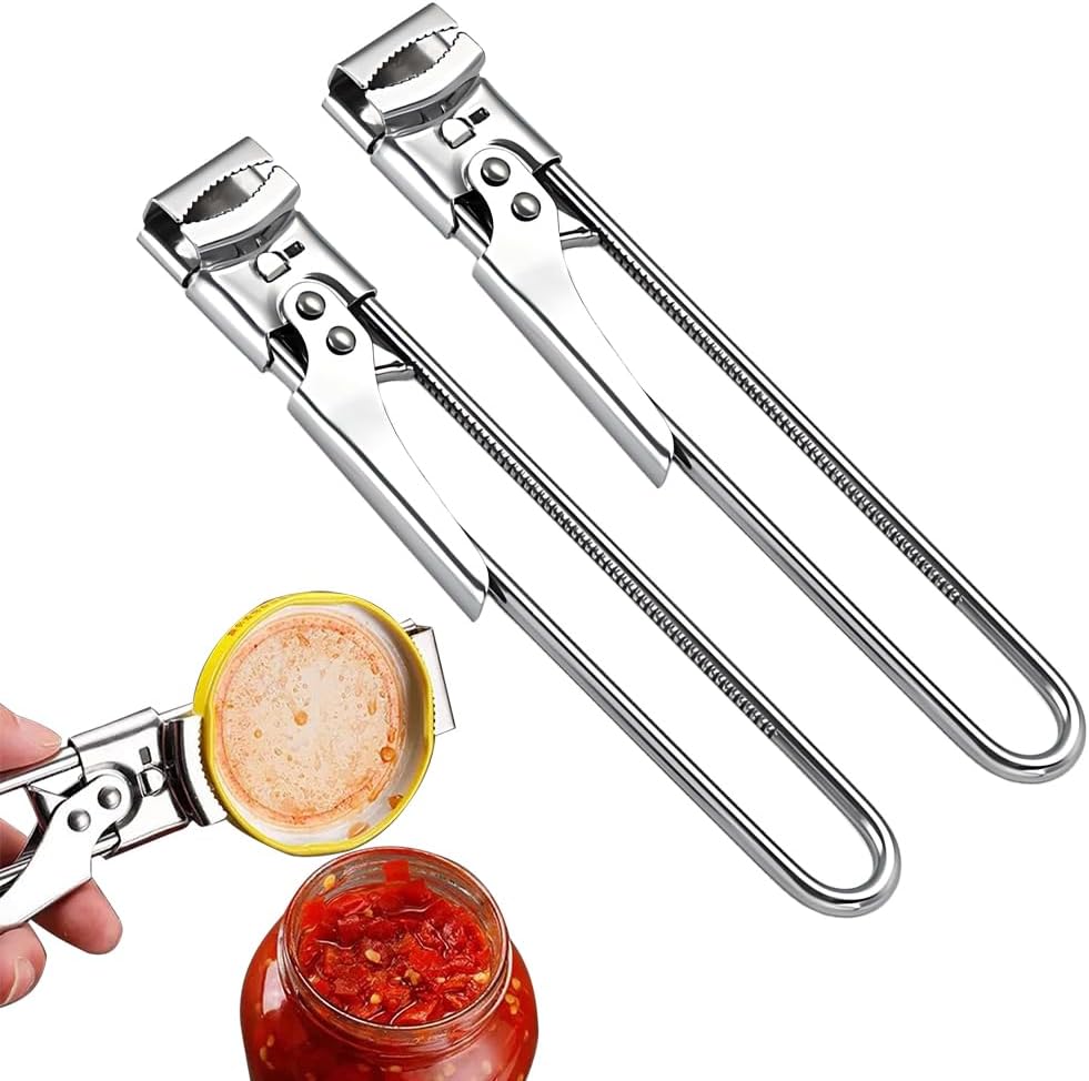 Adjustable Stainless Steel Jar Opener, Master Jar & Bottle Opener, Kitchen Gadgets Gripper Tight Lid Opener, for Seniors Arthritis, Kids Openers (2pcs)