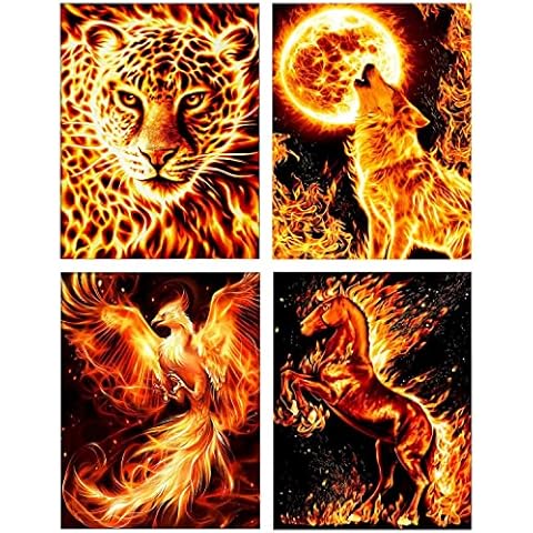 Pehciroe 4 Pack Diamond Painting Kits for Adults 5D Diamond Art Painting Kits DIY Full Drill Diamond Art Kits Paint by Numbers for Home Wall Decor, 30 x 40 cm/ 12 x 16 Inches Without Frame Cover