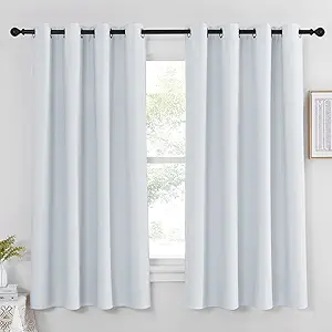 NICETOWN Room Darkening Curtain for Bedroom - (Greyish White/Silver Grey Color) Solid Thermal Insulated Blind Room Darkening Drape/Drapery for Windows,52x63 inches, 1 Pack