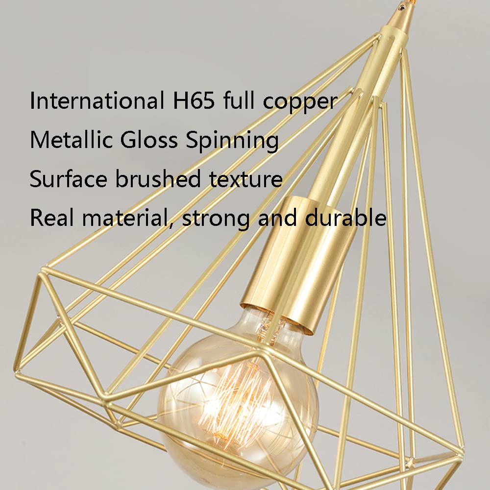 RCIDOS Lámpara Colgante Creativa En Forma De Diamante Lámpara Suspensión Metal Elegante Luces Colgantes Románticas Doradas Techo Elegante Y De Lujo Ligero para Cocina, Cafetería Rústica