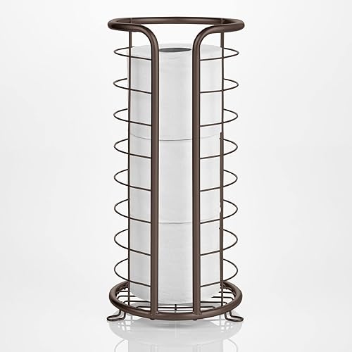 Miniatura 5 de mDesign - Soporte de metal para papel higiénico con 3 rollos de papel higiénico para cuarto de baño o sala de polvo, Metal, Cromado, paquete de de 1