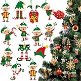 24 Pcs Elf Christmas Tree Ornaments Paper Elves Xmas Hanging Decorations for Christmas Tree, 12 Styles
