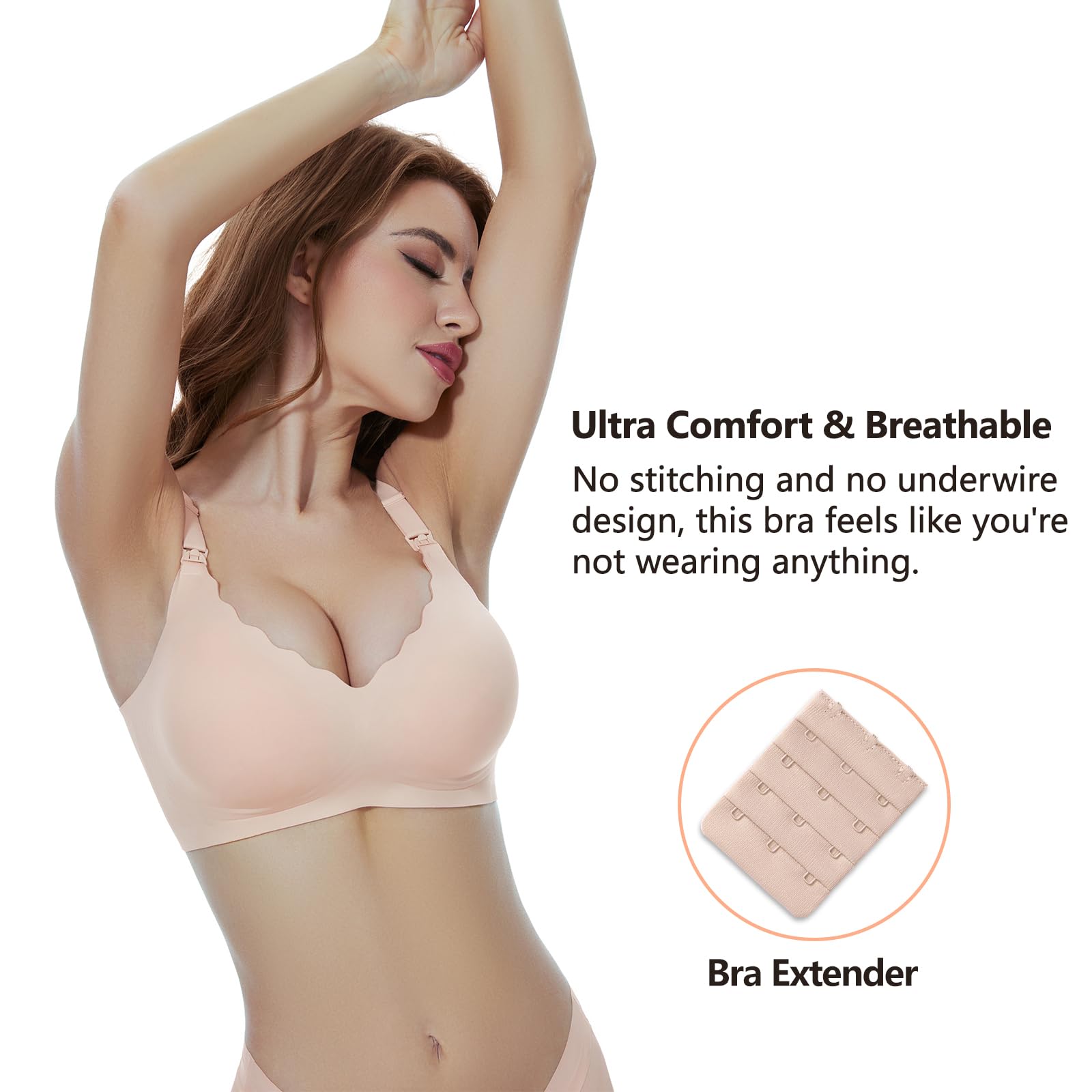 Dresime Reggiseni Allattamento, 3 Pezzi Reggiseno per maternità Senza Fili Ultra Comfort Reggiseni di Gravidanza per Le Donne