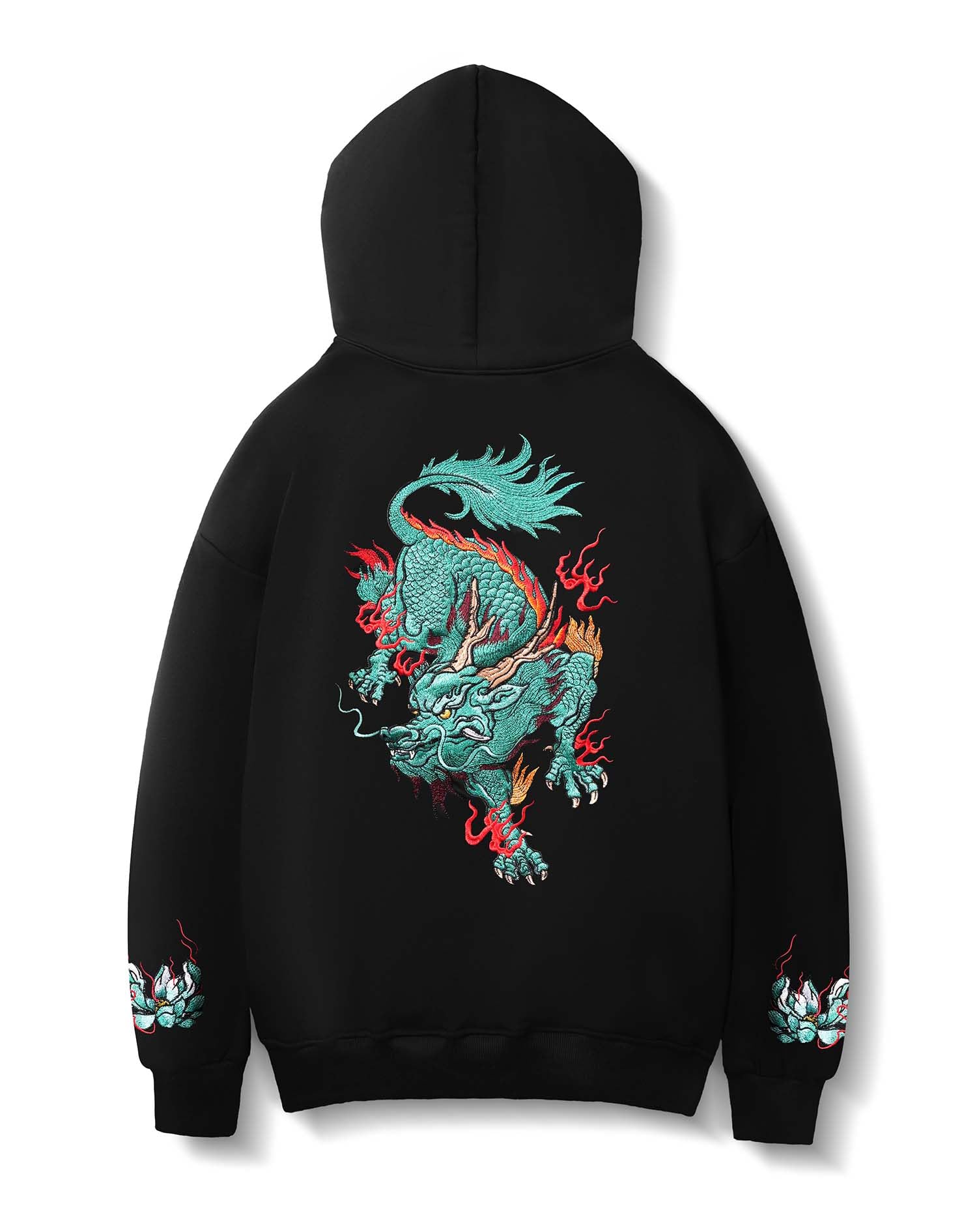 Niepce Inc Streetwear Men's Dragon Embroidered Heavyweight Graphic Hoodies Sudadera con Capucha Hombre (Pack de 1)