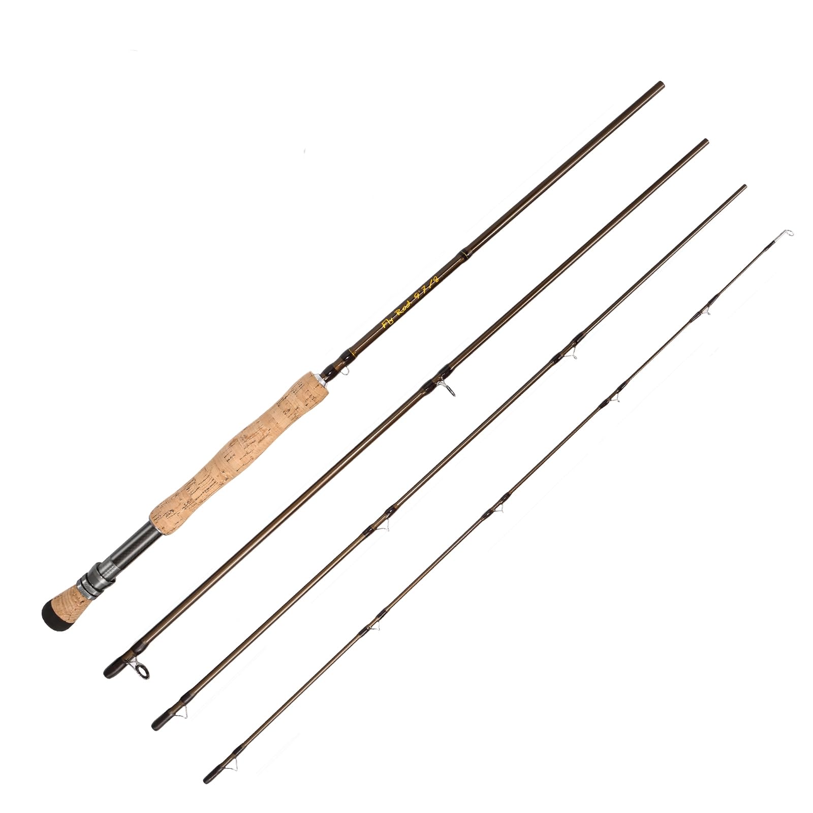 Fly Fishing Rod, Carbon Fiber, 9ft to 10ft, 5/6wt to 7/8wt, 4 Piece Sections, Lightweight, Medium-Fast Action, Cork Grip, Hard Chromed Guides, Freshwater Bass Trout Fishing