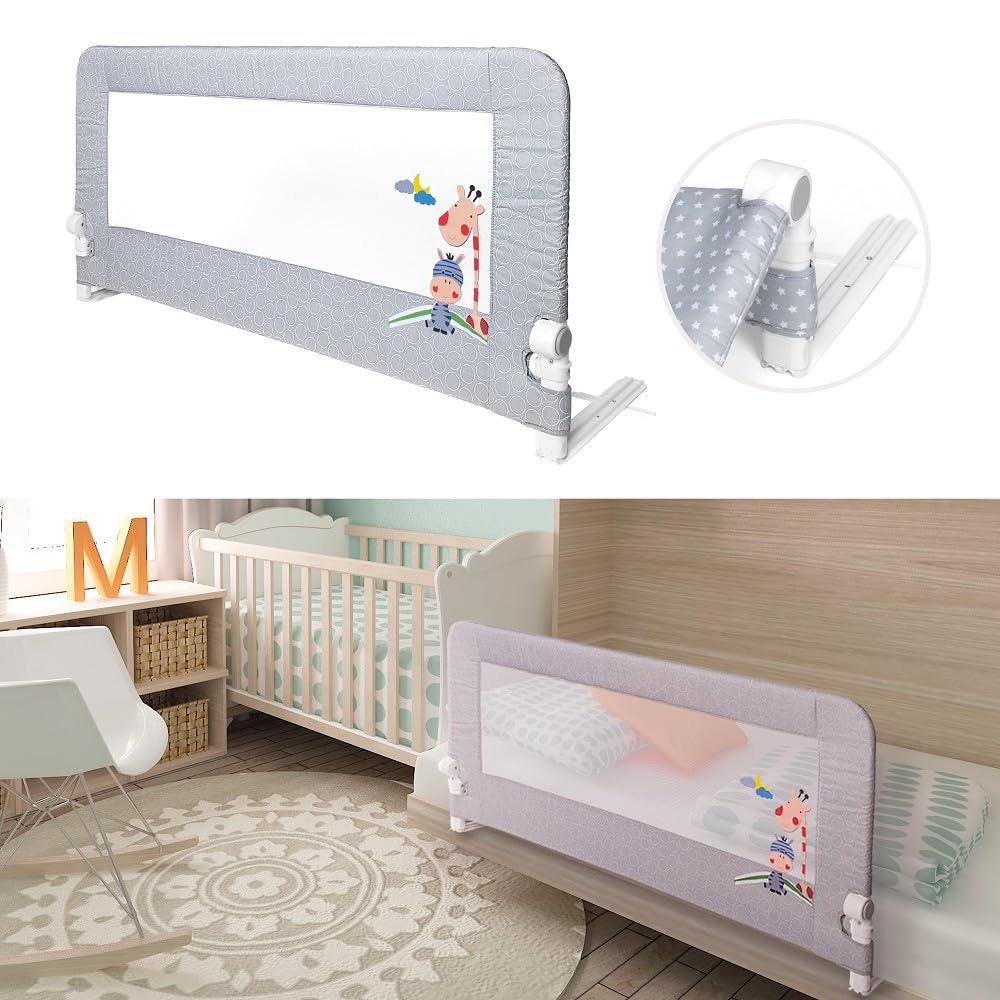 Interbaby Barrera Seguridad Niños Cama Abatible 150 cm | Niños Entre 18 Meses y 5 Años | Barandilla Cama Niño de Fácil Instalación, Seguridad, Compatible con Camas Nido | Jirafa — view 9