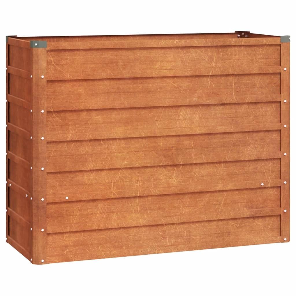 vidaXL Rusty Outdoor Corten Steel Raised Bed - 100x40x77 cm, Weather-Resistant, for Gardening, Plants, Vegetables, Herbs, Flowers, Garden Decor – Weathering Steel Planter with Edge Fold