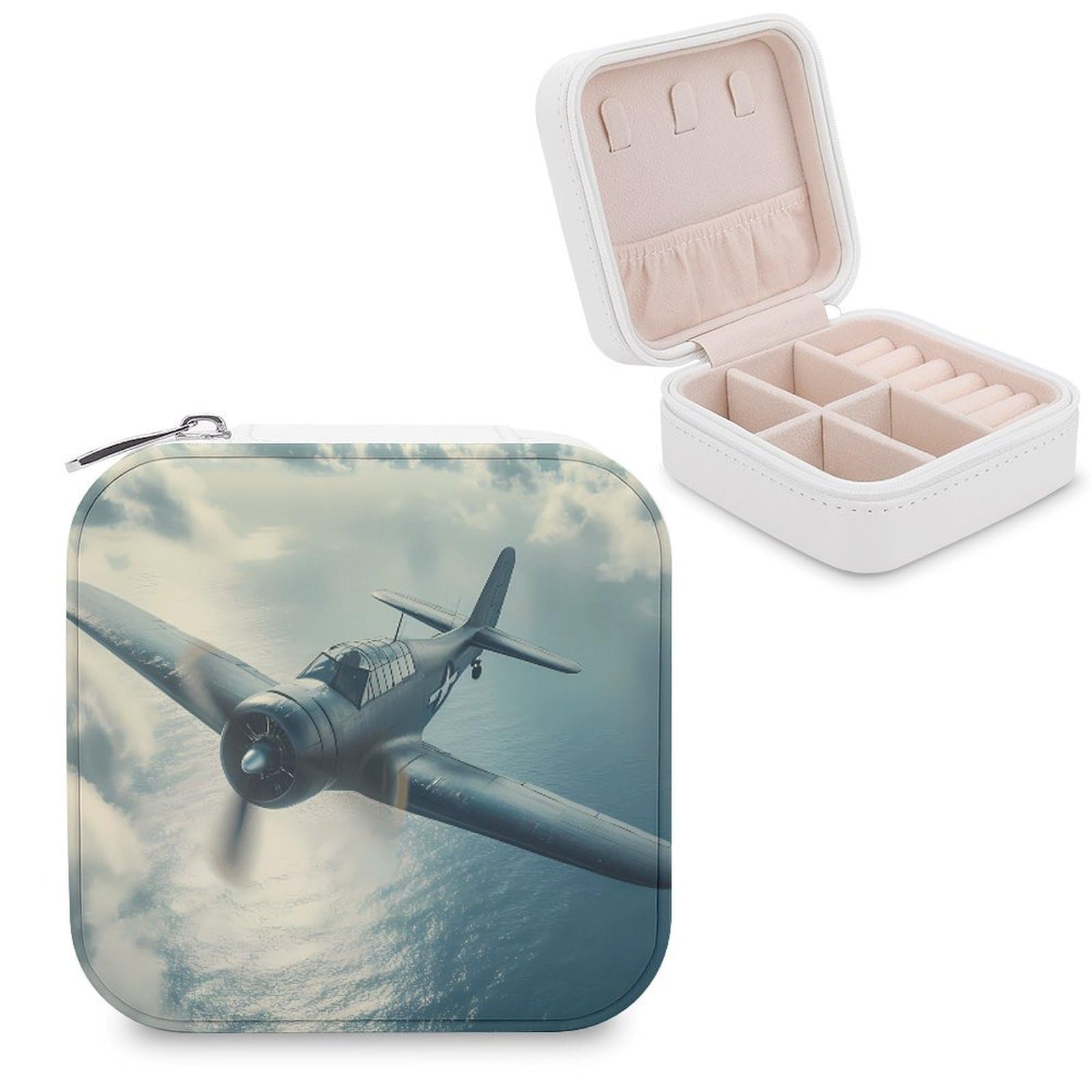 CUTJMDNGH Airplane Aircraft Flying Print Jewelry Box for Women Jewellery Case Organizer Storage Boxes Craft