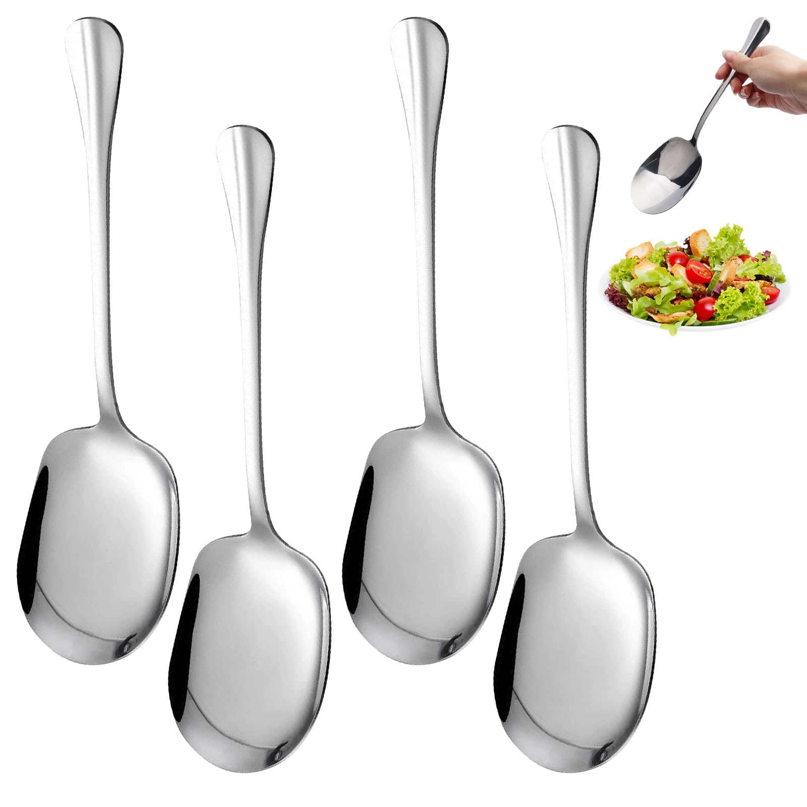Lot De 2 Grandes Cuillères Carrées En Acier Inoxydable - Manche Long Pour Buffet, Restaurant Et Maison