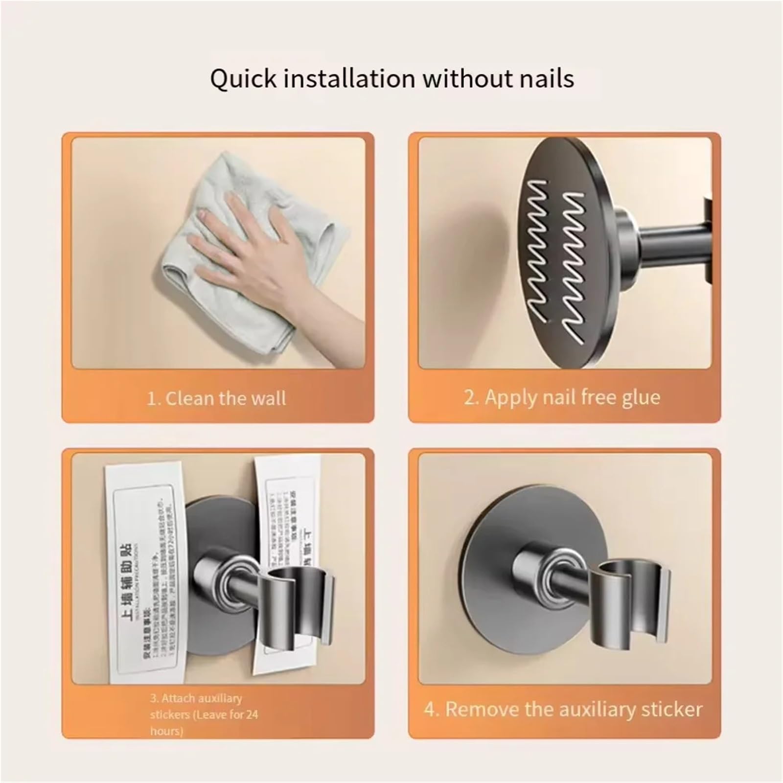 Duschkopfhalter Edelstahl Einstellbare Dusche Kopf Halter Handheld Halterung Ohne Bohren Badezimmer Feste Basis