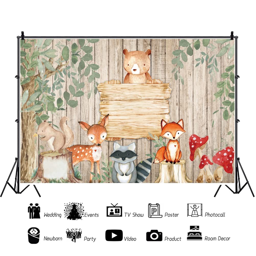 Renaiss 3x2m Fondo de Tablero de Madera de Animales de la Selva Fondo de cumpleaños para niños para fotografía Niño o niña Fiesta de Bienvenida Baby Shower Decoración Accesorios de Estudio — view 4